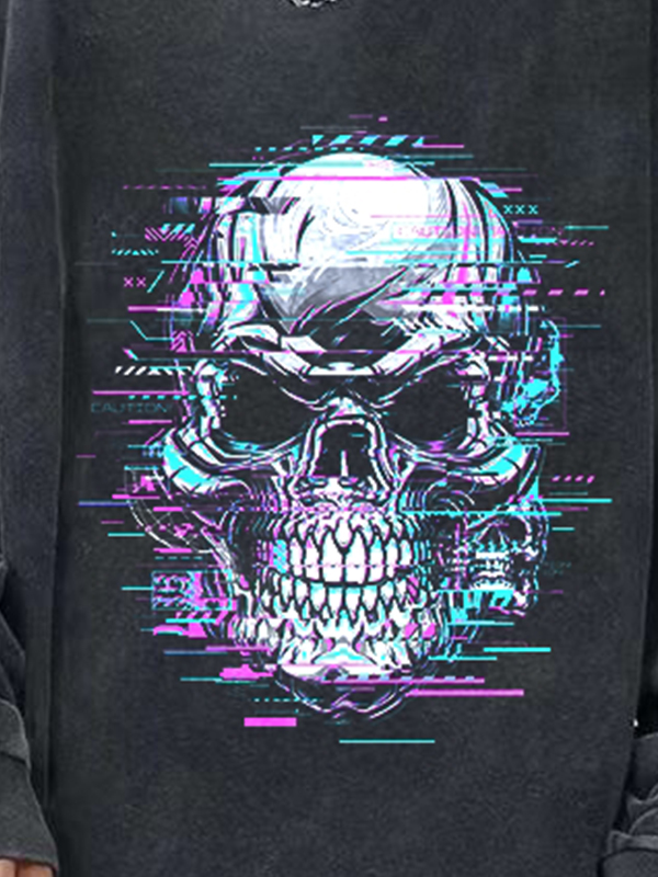 Man's Skull Series Print Long Sleeve Tee-1