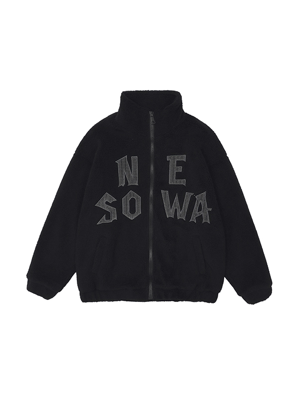 Letter Embroidered Lambswool Oversized Jacket-4