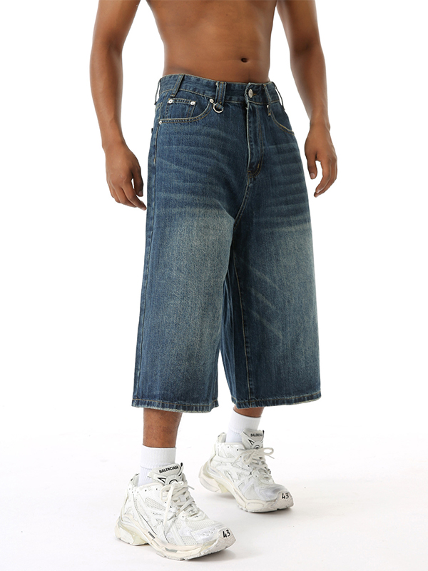 Wide Leg Street Style Straight Leg Denim Shorts-3