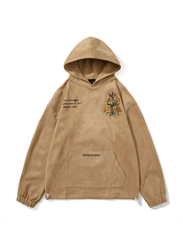 Men's Floral Letter Embroidery Oversized Hoodie-1