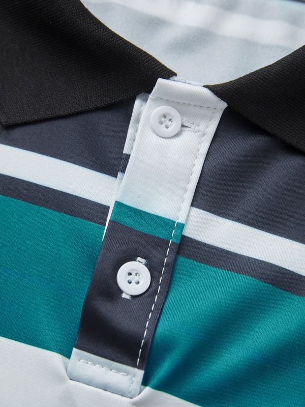 Men's Contrast Striped Embroidery Short Sleeve Tee-5