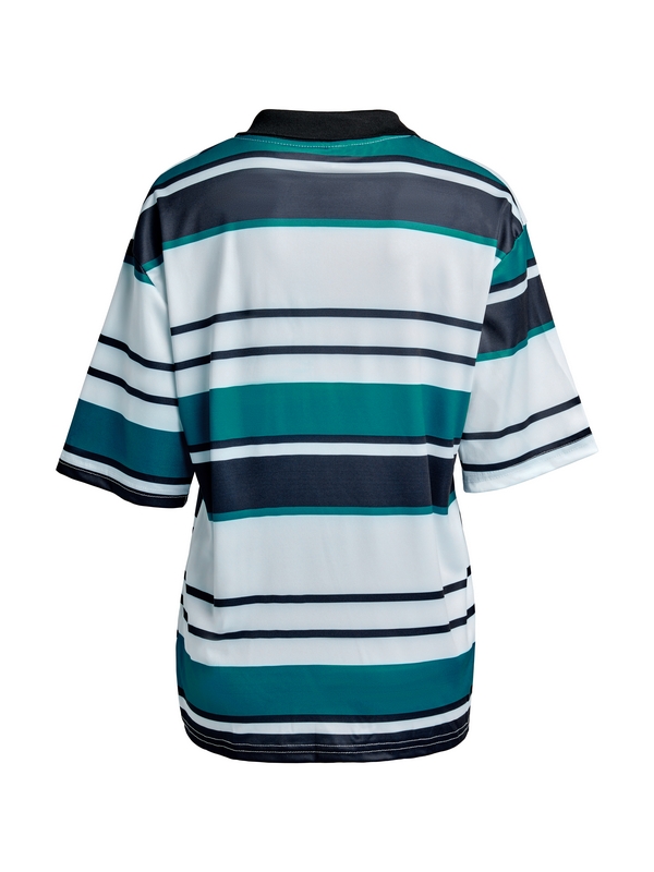 Men's Contrast Striped Embroidery Short Sleeve Tee-4