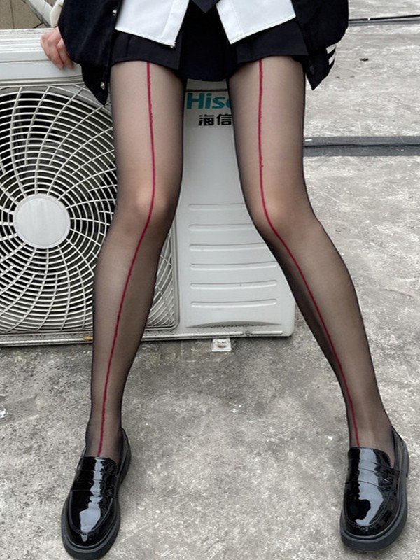 Contrast Line Sheer Tights-3
