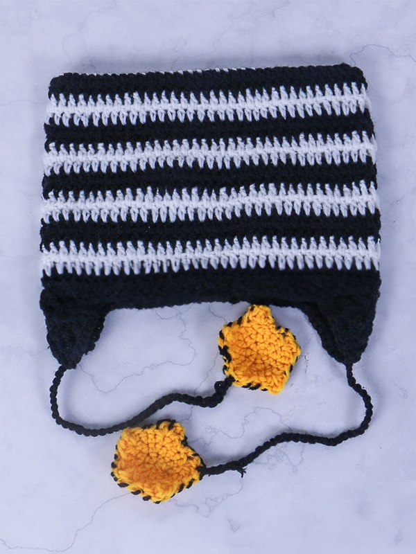 Hand Made Cat Ear Stripes Knitted Hat-1