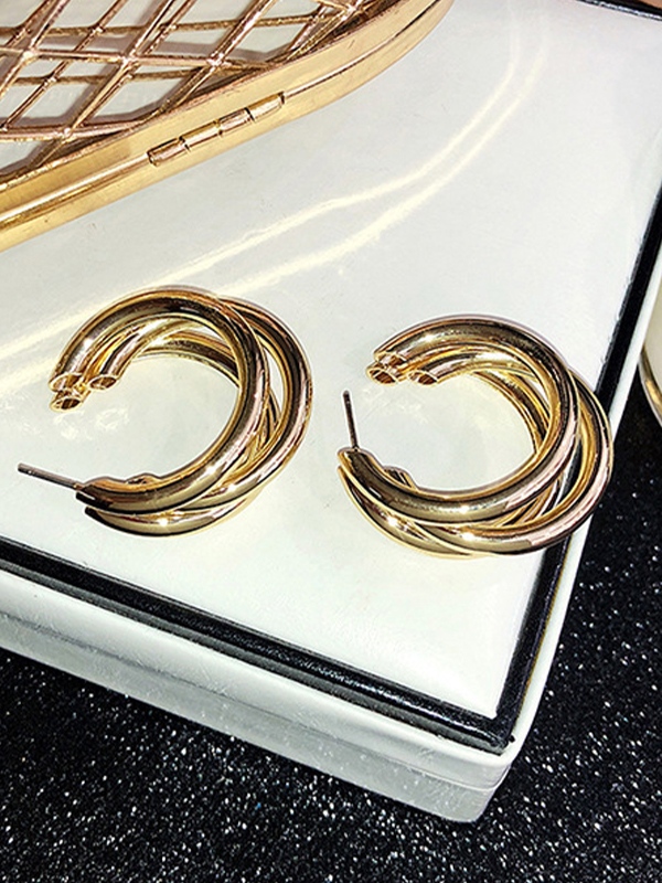 Minimalist Geometric Layered Earring-1