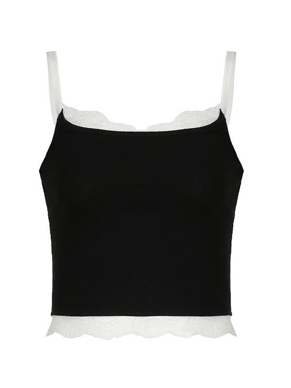 Contrast Lace Trim Cami Top-4